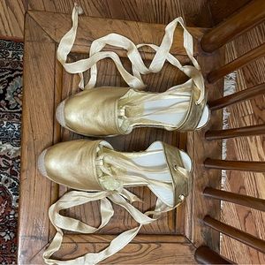 Ralph Lauren size 8.5 collection gold leather wedge espadrilles with  ankle ties